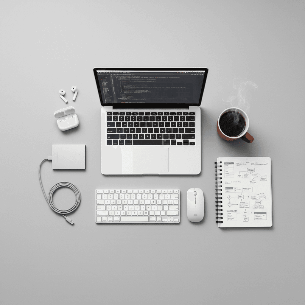 DevOps workstation with pipeline diagrams